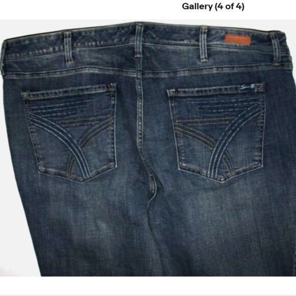 Blue High Waist Jeans Stretch Cotton Denim Pants Plus Sz 24 Seven 7 Straight Leg - Picture 4 of 4